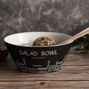 КУПА ЗА САЛАТА С БЪРКАЛКИ И ЧЕРЕН ДЕКОР С НАДПИСИ - В КУХНЯТА НА ГОТВАЧА 