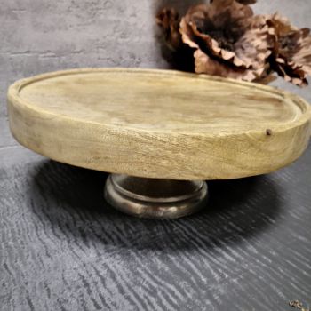 Дървено плато на столче от инокс 30 см 