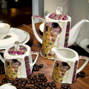 СЕРВИЗ ОТ 3 ЧАСТИ ЗА ЧАЙ ИЛИ КАФЕ - ЦЕЛУВКАТА НА ГУСТАВ КЛИМТ