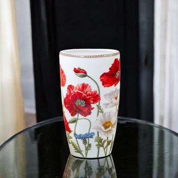 ПОРЦЕЛАНОВА ВАЗА - ЧЕРВЕНИ МАКОВЕ В БЕЗКРАЯ
