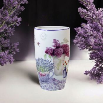 ПОРЦЕЛАНОВА ВАЗА - КОШНИЦА С ЛАВАНДУЛА