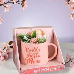 ЧАША С БУКЕТЧЕ ЦВЕТЯ - НАЙ-ДОБРАТА МАЙКА НА СВЕТА