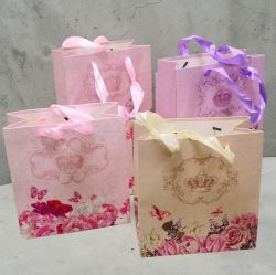 ПОДАРЪЧНА ТОРБИЧКА 23см*18см / 4 варианта / - КОРОНА И ЦВЕТЯ