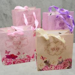 ПОДАРЪЧНА ТОРБИЧКА 31см*26см / 4 варианта / - КОРОНА И ЦВЕТЯ