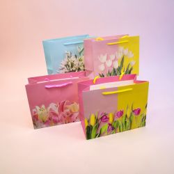 ПОДАРЪЧНА ТОРБИЧКА 14см*15см / 4 варианта / - ПРОЛЕТНИ ЦВЕТЯ