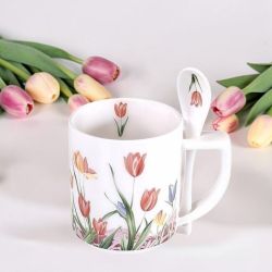 ЧАША С ЛЪЖИЧКА В ПОДАРЪЧНА КУТИЯ - ЛАЛЕТАТА И ПРОЛЕТТА