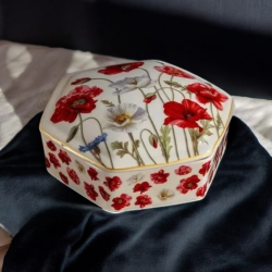 ПОРЦЕЛАНОВА КУТИЯ ЗА БИЖУТА - ПОЛЕ ОТ АЛЕНИ МАКОВЕ