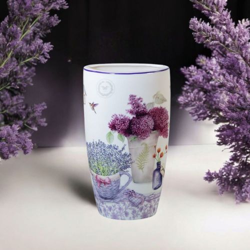 ПОРЦЕЛАНОВА ВАЗА - КОШНИЦА С ЛАВАНДУЛА