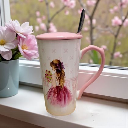 ЧАША С КАПАЧЕ И ЛЪЖИЧКА - ПРИНЦЕСА ВСЕКИ ДЕН