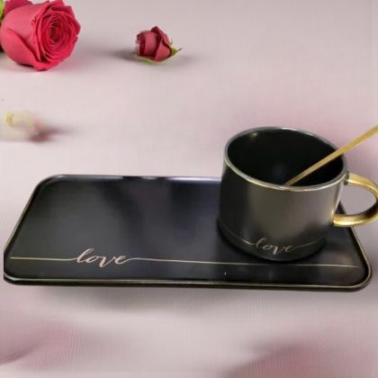 ЕДИНИЧЕН КОМПЛЕКТ ЗА КАФЕ - ЧЕРНО-БЯЛА  СТРАСТ