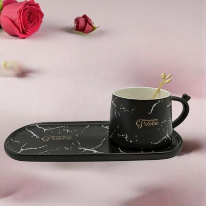 ЕДИНИЧЕН КОМПЛЕКТ ЗА КАФЕ - ЧЕРНО-БЯЛА  СТРАСТ