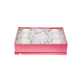 СЕРВИЗ ЗА КАФЕ И ЧАЙ ОТ  6 ЧАШИ И 6 ЧИНИЙКИ - ДАНТЕЛЕНА МАГИЯ