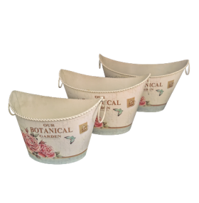 КОМПЛЕКТ ОТ 3 броя МЕТАЛНИ КАШПИ - БОТАНИЧЕСКА ГРАДИНА