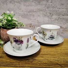 СЕРВИЗ ЗА КАФЕ ИЛИ ЧАЙ / 6 чаши + 6 чинийки / - ПОЛСКИ ЦВЕТЯ