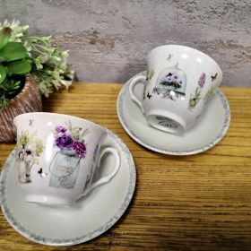 СЕРВИЗ ЗА КАФЕ ИЛИ ЧАЙ / 6 чаши + 6 чинийки / - ПОЛСКИ ЦВЕТЯ