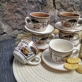 СЕРВИЗ ЗА КАФЕ И ЧАЙ - 6 ЧАШИ И 6 ЧИНИЙКИ