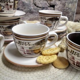 СЕРВИЗ ЗА КАФЕ И ЧАЙ - 6 ЧАШИ И 6 ЧИНИЙКИ