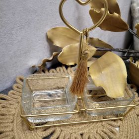 Стъклени купи 2 броя с метален поднос