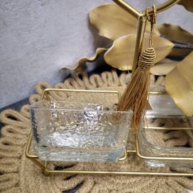 Стъклени купи 2 броя с метален поднос