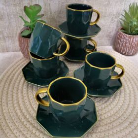 СЕРВИЗ ЗА КАФЕ ЕСПРЕСО / 6 ЧАШИ И 6 ЧИНИЙКИ / - ШАМПАНСКО И МЕЧТИ