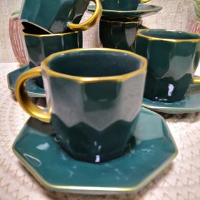 СЕРВИЗ ЗА КАФЕ ЕСПРЕСО / 6 ЧАШИ И 6 ЧИНИЙКИ / - ШАМПАНСКО И МЕЧТИ