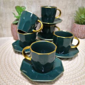 СЕРВИЗ ЗА КАФЕ ЕСПРЕСО / 6 ЧАШИ И 6 ЧИНИЙКИ / - ШАМПАНСКО И МЕЧТИ