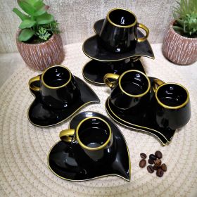 СЕРВИЗ ЗА  КЪСО ЕСПРЕСО / 6 ЧАШИ И 6 ЧИНИЙКИ / - СЪРЦЕ В ТЪМНИНАТА