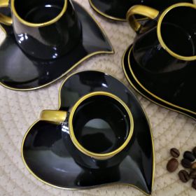 СЕРВИЗ ЗА  КЪСО ЕСПРЕСО / 6 ЧАШИ И 6 ЧИНИЙКИ / - СЪРЦЕ В ТЪМНИНАТА