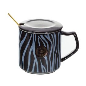 ЧАША С ЛЪЖИЧКА И КАПАЧЕ - ЦВЕТНА ЗЕБРА