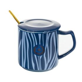 ЧАША С ЛЪЖИЧКА И КАПАЧЕ - ЦВЕТНА ЗЕБРА