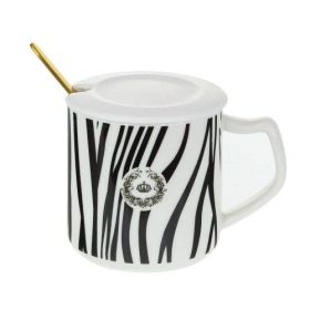 ЧАША С ЛЪЖИЧКА И КАПАЧЕ - ЦВЕТНА ЗЕБРА