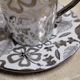 СЕРВИЗ ЗА КАФЕ И ЧАЙ / 6 чаши+6 чинийки / - СРЕБЪРНА ДАНТЕЛА ОТ ЦВЕТЯ