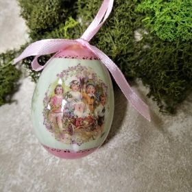ВИСЯЩО ДЕКОРАТИВНО ЯЙЦЕ С ВЕЛИКДЕНСКИ ДЕКОР 6см