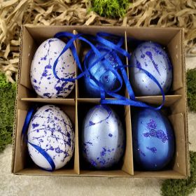 КОМПЛЕКТ 6 БРОЯ ВИСЯЩИ ДЕКОРАТИВНИ ЯЙЦА В КУТИЯ