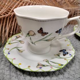 СЕРВИЗ ЗА КАФЕ / ЧАЙ  6 ЧАШИ И 6 ЧИНИЙКИ - ПРОЛЕТНА  ГРАДИНА