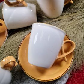 ПОРЦЕЛАНОВ СЕРВИЗ ЗА КАФЕ 6 чаши + 6 чинийки - ЦВЕТОВЕ ОТ СЛЪНЦЕТО