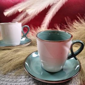 ПОРЦЕЛАНОВ СЕРВИЗ ЗА КАФЕ 6 чаши + 6 чинийки - ЦВЕТОВЕ ОТ МОРЕТО