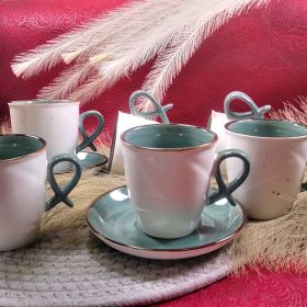 ПОРЦЕЛАНОВ СЕРВИЗ ЗА КАФЕ 6 чаши + 6 чинийки - ЦВЕТОВЕ ОТ МОРЕТО