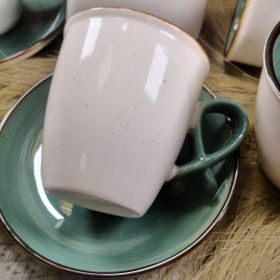 ПОРЦЕЛАНОВ СЕРВИЗ ЗА КАФЕ 6 чаши + 6 чинийки - ЦВЕТОВЕ ОТ МОРЕТО