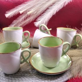 ПОРЦЕЛАНОВ СЕРВИЗ ЗА КАФЕ 6 чаши + 6 чинийки - ЦВЕТОВЕ ОТ ПОЛЕТО