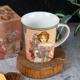 ЧАША В ПОДАРЪЧНА КУТИЯ - СЕЗОНИТЕ НА АЛФОНС МУХА / ПРОЛЕТ /