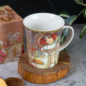 ЧАША В ПОДАРЪЧНА КУТИЯ - СЕЗОНИТЕ НА АЛФОНС МУХА / ЕСЕН /