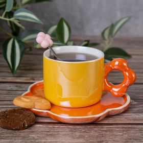 КОМПЛЕКТ ОТ ЧАША , ЧИНИЙКА И ЛЪЖИЧКА /оранжева/ - ПРОЛЕТЕН ЦВЯТ