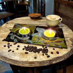 СТЪКЛЕН СВЕЩНИК С БРУКАТ - СТЪКЛЕНА ФЕЕРИЯ