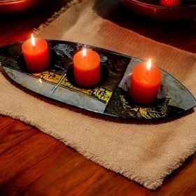 СТЪКЛЕН СВЕЩНИК С БРУКАТ - СТЪКЛЕНА ФЕЕРИЯ