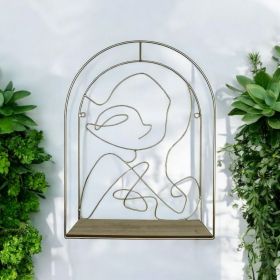 СТЕННА ЕТАЖЕРКА С МЕТАЛНА ОРНАМЕНТИКА ЛИЦЕ НА ЖЕНА