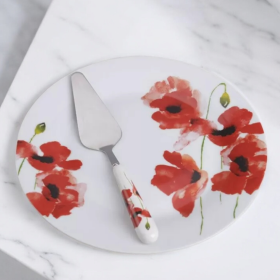 КОМПЛЕКТ ЗА ТОРТА ОТ 2 ЧАСТИ - ЧЕРВЕНИ МАКОВЕ