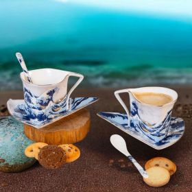 КОМПЛЕКТ ЗА ДВАМА / 2 чаши + 2 чинийки / - ГОЛЯМАТА ВЪЛНА