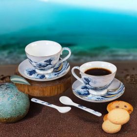 СЕРВИЗ ЗА КАФЕ ЗА ДВАМА / 2 чаши  + 2 чинийки / - ГОЛЯМАТА ВЪЛНА 