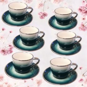 СЕРВИЗ ЗА КАФЕ / 6 чаши + 6 чинийки / - ПРОЛЕТНИ ТРЕПЕТИ В ЦВЕТОВЕ